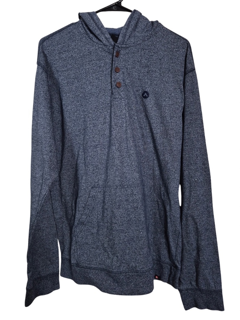 Airwalk Hooded Henley Pullover in Navy Speckled